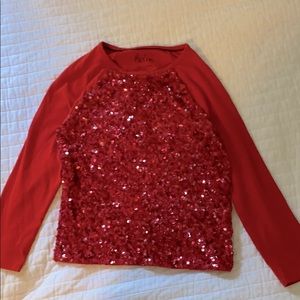 Sparkly Girls Red Sequin Top
